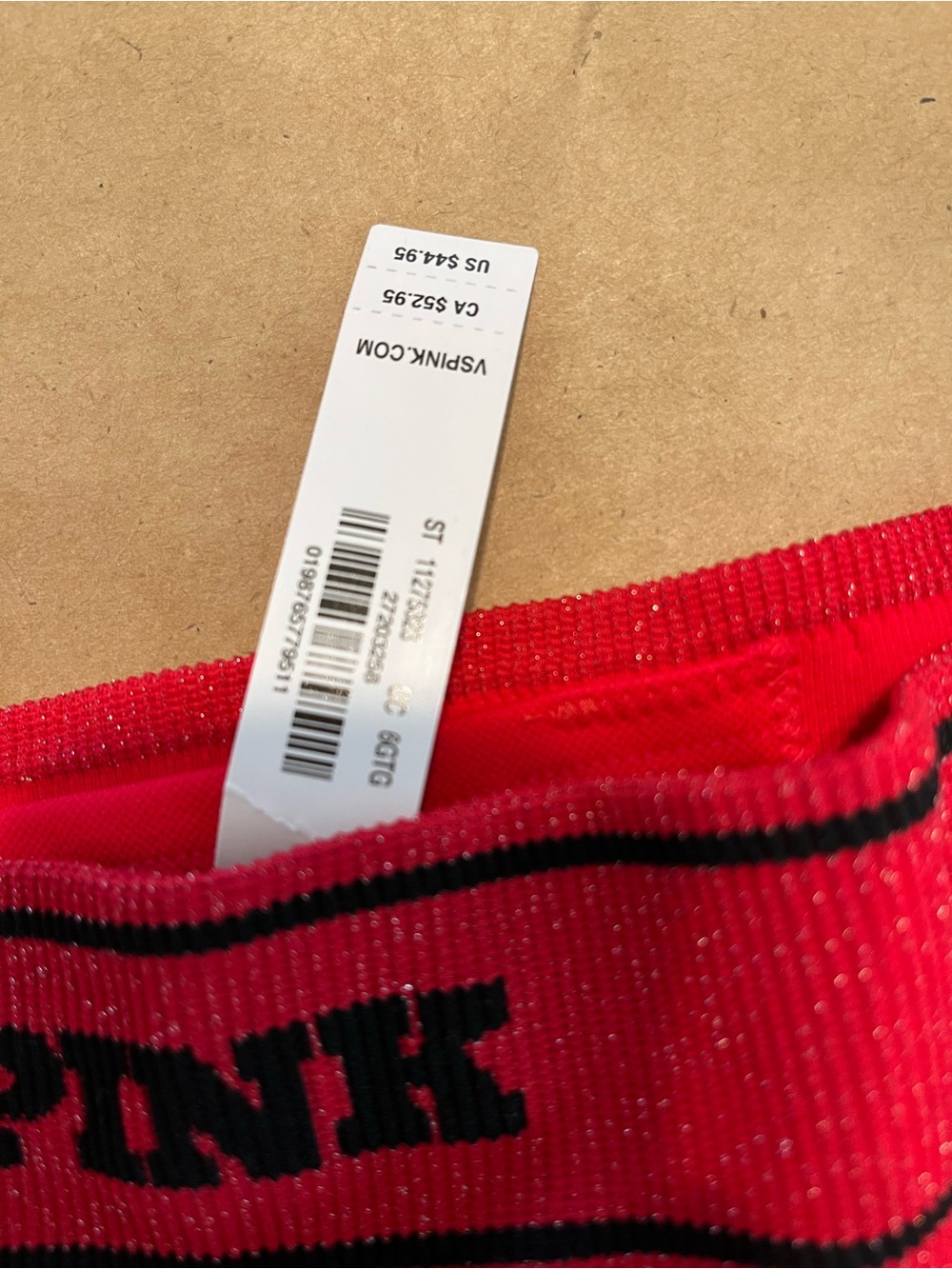 PINK Victoria's Secret Women’s Red Leggings with Black Logo Waistband NWT